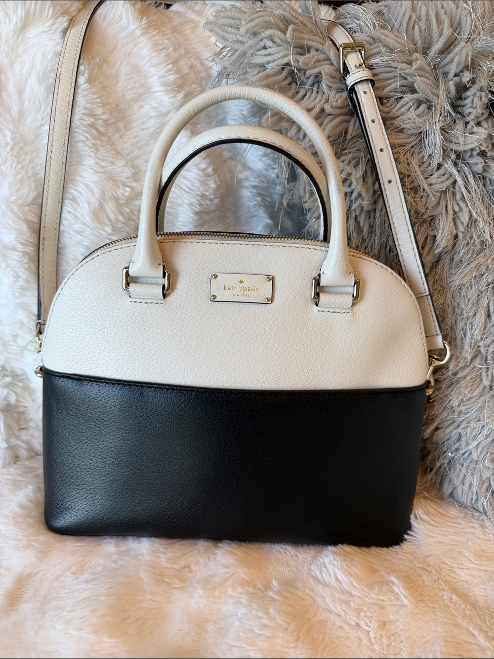kate spade Carli Two-Tone Dome Satchel - White & Black
